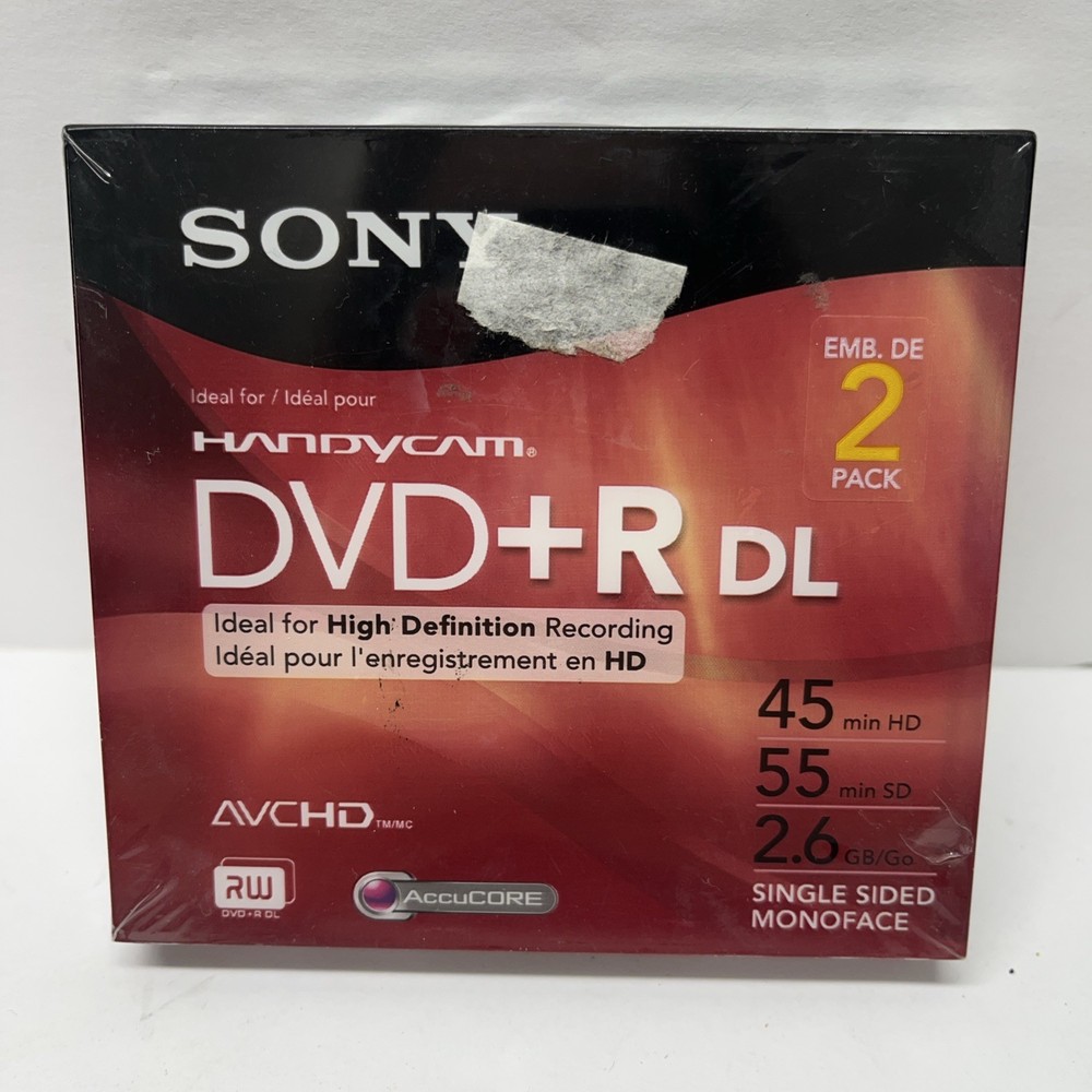 Sony Handycam DVD+R DL Blank DVD 2.6GB 45 HD/55 SD Minutes BRAND NEW 2 PACK