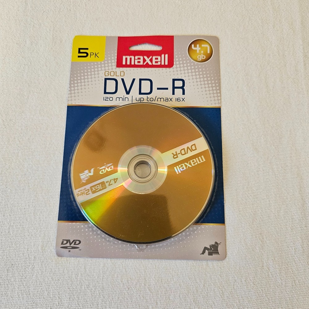 Maxell 5 pack Gold DVD-R 120min/up to/max 16X 4.7GB 2 hrs. sp mode