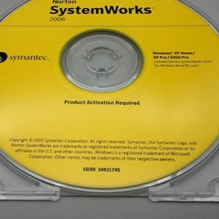 Norton SystemWorks 2006 Standard Edition Windows XP Software CD-ROM W/ Key