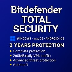 Bitdefender Total Security 2 Years | 1 to 10 Devices | Windows | Mac | Android