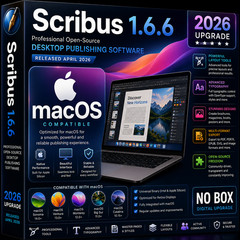 SCRIBUS 2026 PROFESSIONAL DESKTOP PUBLISHING SUITE v1.6.6 Software ~ MAC os CD