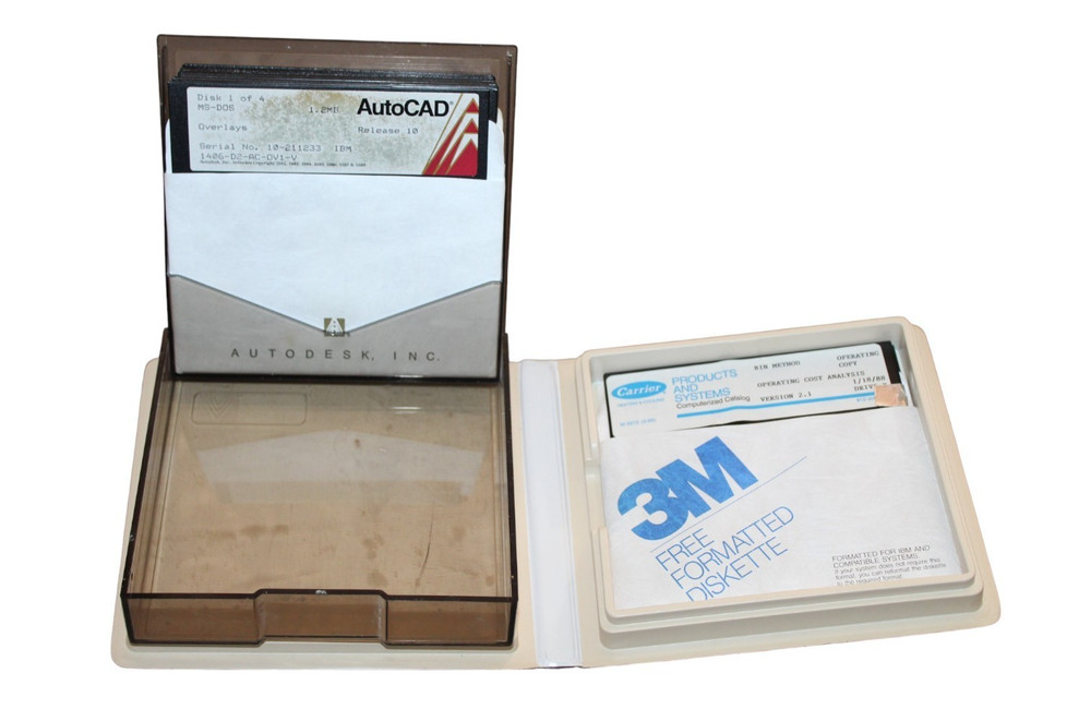 Vintage Floppy Disk Software Lot AutoCad Ms-Dos Gw-Basic Boca IBM & Storage
