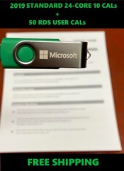 Windows Server 2019 Standard✔ 24-CORE✔ 10 CALs✔ 50 RDS✔ Remote Desktop P73-07701