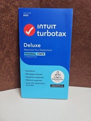 TurboTax Deluxe Desktop 2025 Federal & State Tax Return Product Key Card Desktop