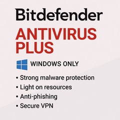 Bitdefender Antivirus Plus 2026 – 2 Years 10 WINDOWS Devices + Daily VPN