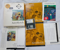 Rare Autodesk Autosketch R2 CAD for Windows SEALED 3.5″ Floppy Disks! 1994 NIB