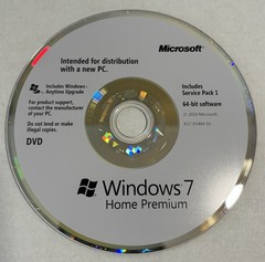 Microsoft Windows 7 Home Premium 64-Bit Software NO PRODUCT KEY USED GOOD SHAPE